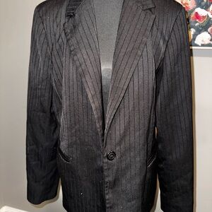 Apostrophe Black Striped Men's Blazer